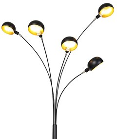 Lampada da terra di design nera 5 luci - Sixties