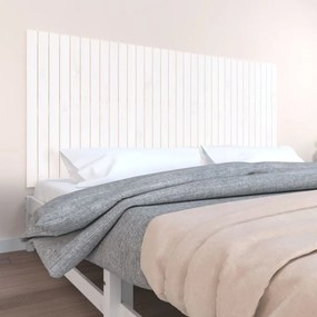 Testiera Da Parete Bianca 204x3x90 Cm İn Legno Massello Di Pino /