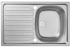 Lavello integrato 1 vasca con gocciolatoio laterale destro o sinistro DELINIA Como inox L 75.5 x L 76 cm argento