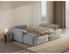 Divano letto angolare grigio chiaro in tessuto bouclé (angolo sinistro) Jodie - Micadoni Home
