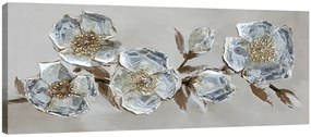 Dipinto su tela Fiori metallici, multicolore 65 x 150 cm