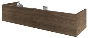 Mobile da bagno sospeso sotto lavabo L 150 x H 32 x P 48 cm noce, 3 ante Neo, Maniglie acquistabili separatamente