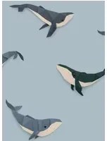 studio ditte Carta da parati Whale / Walvis - Light Blue / Lichtblauw