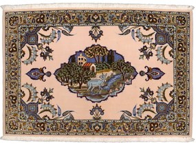 Kashan Tappeto 100x70 Beige (Iran) Annodato A Mano