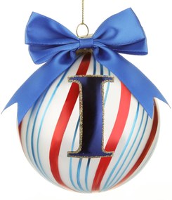 Pallina Natale con lettera I 10 cm Circus blu