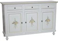 credenza 2 ante legno bianca decorata filo verde 150x43x98 - Mobili 2G