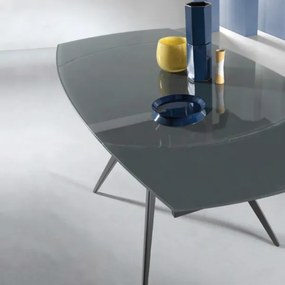 Tavolo soggiorno allungabile 180 cm piano vetro Antracite ACHILLE