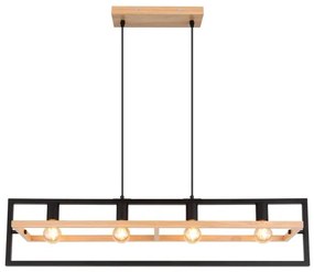 Globo 15575-4H - Lampadario a cavo ERICA 4xE27/40W/230V nero/beige