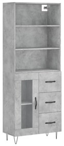 Credenza grigio cemento 69,5x34x180 cm in legno multistrato