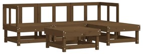 Set Salotto da Giardino 5 pz in Legno Massello di Pino Miele