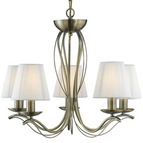 Lampadario Industrial-Nordico Andretti Acciaio Ottone 5 Luci E14