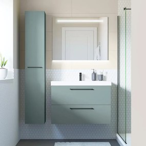 Mobile bagno sospeso con lavabo L 90 x H 57.7 x P 46 cm verde matt 2 cassetti per vasca centrale Remix