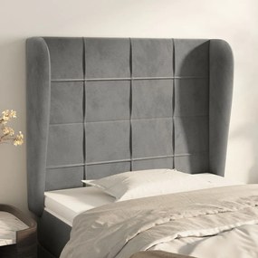 Testiera Ad Orecchio Grigio Chiaro 103x23x118/128 Cm İn Velluto /