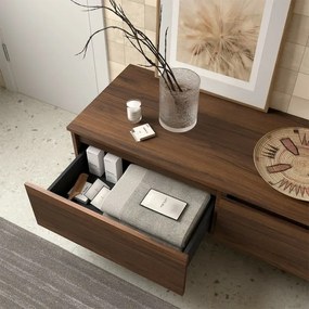 Composizione bagno sospesa 80 cm noce maya con specchio Sumo