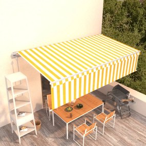 Tenda Retrattile Automatica Con Parasole 6x3m Gialla Bianca /