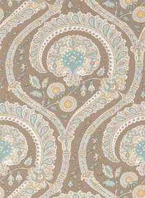 Tapete Les Indiennes von Nina Campbell - Taupe/ Aqua
