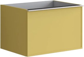 Mobile da bagno sospeso sotto lavabo Pixel frame 1 cassetto L 60 x H 40 x P 45.5 cm giallo laccato opaco, con maniglia alluminio brillante