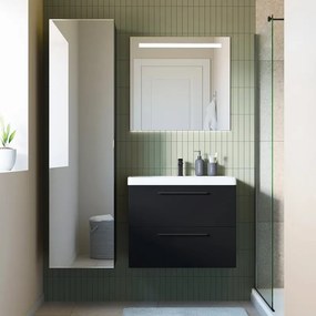 Mobile sottolavabo e lavabo Remix per vasca centrale nero opaco L 75 x H 57.7 x P 46 cm 2 cassetti