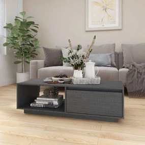 Tavolino Da Salotto Grigio 110x50x33,5cm Legno Massello Di Pino /