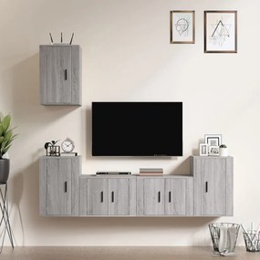 Set Di Mobili Porta Tv 5 Pz Grigio Sonoma İn Legno Multistrato /
