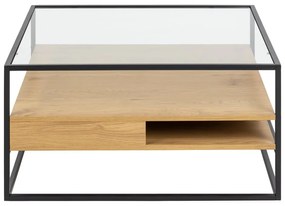 Tavolino con piano in vetro in colore naturale 80x80 cm Randolf - Actona