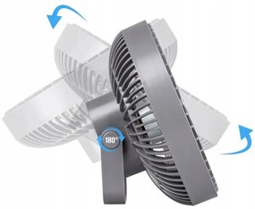 LED Ventilatore da tavolo ricaricabile con illuminazione a LED LED/2W/5V USB 2400 mAh grigio
