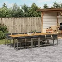 Set da Pranzo da Giardino 13pz con Cuscini Grigio in Polyrattan 3211490