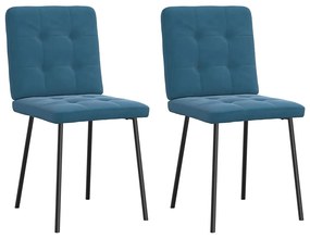 Sedie Da Pranzo 2 Pz Blu İn Velluto /