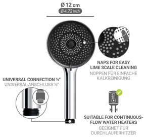 Soffione per doccia color argento lucido in plastica ø 12 cm Softwater – Wenko