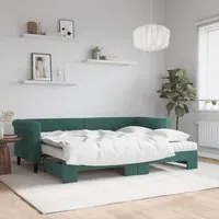 Divano Letto Estraibile Materassi Verde Scuro 80x200 Velluto 3197790