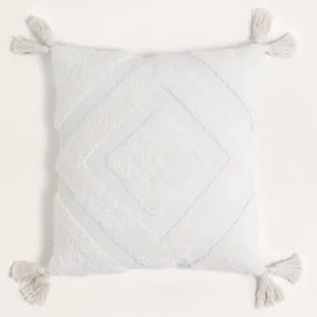 Cuscino quadrato in cotone (45x45 cm) Seminatore Bianco - Sklum