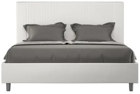 Letto matrimoniale contenitore imbottito 160x190 similpelle bianco Goya