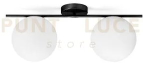Jugen black lampadario da soffitto 2 luci vetro bianco montatura ne...