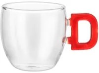 Tazzina caffè lettera D rossa in vetro borosilicato, 150 ml