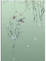 Edmond Petit Carta da parati Nautilus/ Méduses/ Nénuphars - Nénuphars droit - Aqua