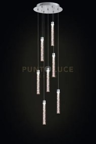 Crackle lampada a sospensione rotonda cromata 7 luci, led 33,6w, 40...