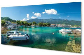 Quadro acrilico Montagne del mare del porto della Grecia 100x50 cm