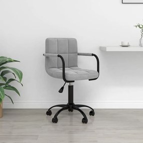Sedia Da Ufficio Girevole Grigio Chiaro İn Velluto /