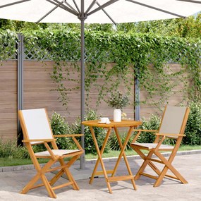 Set Da Bistrot 3pz Bianco Crema İn Tessuto E Legno Massello /