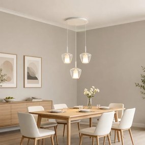 Sospensione Grosseto bianco paralume trasparente 3xE27 ø40cm LA MIA LUCE