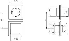 Treemme 5mm miscelatore doccia monocomando con maniglia quadra deviatore 2 uscite 2 piastrine senza parte incasso inox satinato