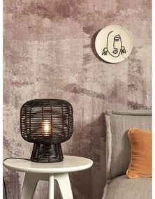 Lampada da tavolo nera con paralume in rattan (altezza 30 cm) Tanami - Good&amp;Mojo