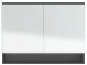 Armadietto bagno con specchio 80x15x60 cm in mdf grigio