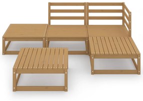 Set divani da giardino 5 pz miele in legno massello di pino