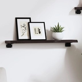 Ripiano Muro Marrone Scuro 60x10x2 Cm Massello Rovere Trattato /