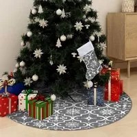 Gonna Albero Natale Raffinata con Calza Grigia Tessuto 122 cm 330282