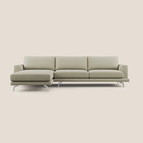 Dorian divano moderno angolare con penisola in tessuto morbido antimacchia T05 panna 268 cm Sinistro