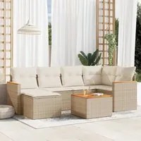 Set Divani da Giardino 7 pz con Cuscini Beige in Polyrattan 3258586