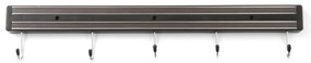 Barra portacoltelli magnetica nera con 5 ganci, lunghezza 47 cm - Hendi