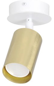 Faretto Spot Moderno Regolabile 1 Luce Guanyin A Cilindro In Acciaio Bianco E Oro